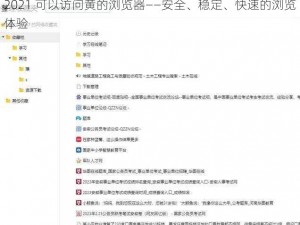 2021 可以访问黄的浏览器——安全、稳定、快速的浏览体验