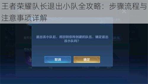 王者荣耀队长退出小队全攻略：步骤流程与注意事项详解