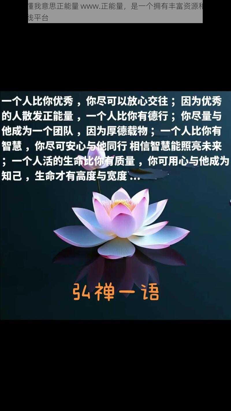 网站你懂我意思正能量 www.正能量，是一个拥有丰富资源和专业团队的在线平台