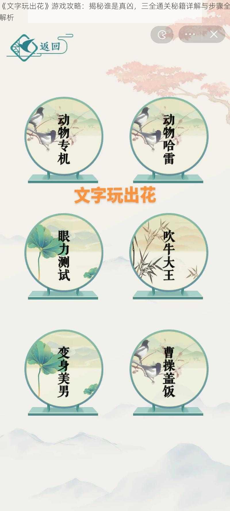 《文字玩出花》游戏攻略：揭秘谁是真凶，三全通关秘籍详解与步骤全解析