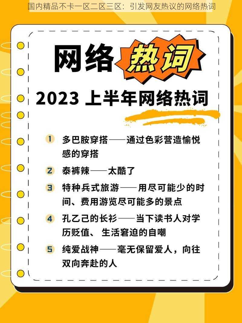 国内精品不卡一区二区三区：引发网友热议的网络热词