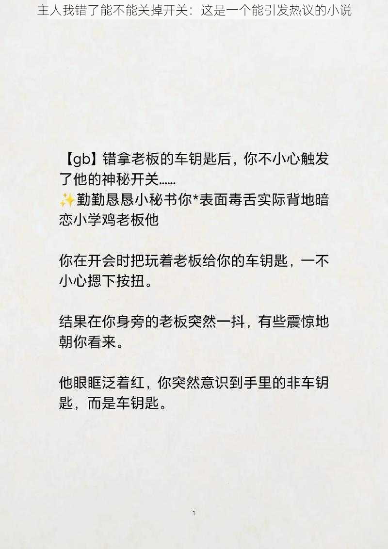 主人我错了能不能关掉开关：这是一个能引发热议的小说